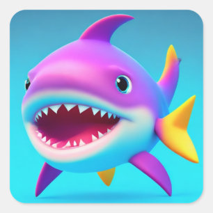 Baby Shark Quadratischer Aufkleber
