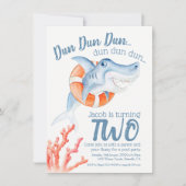 Baby shark swim lifesaver 2nd birthday party einladung (Vorderseite)