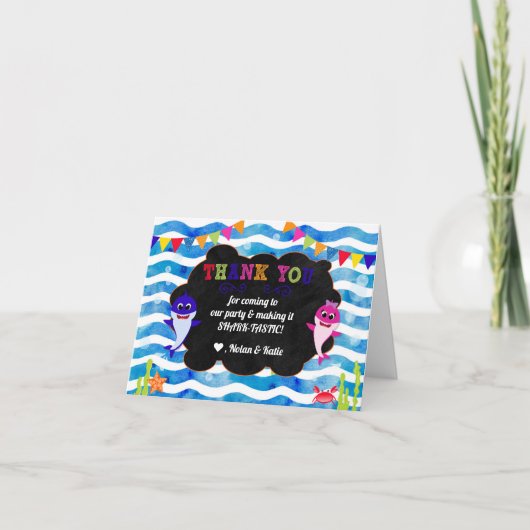 Baby Shark Vielen Dank, dass Ihr Kind und Junge Ge Dankeskarte (Vorderseite)