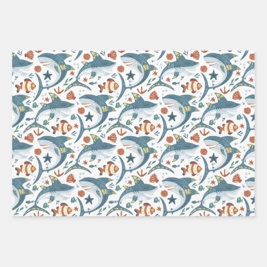 Baby Shark Wrapping Paper Flat Sheet Set 3 Geschenkpapier Set (Vorderseite 2)