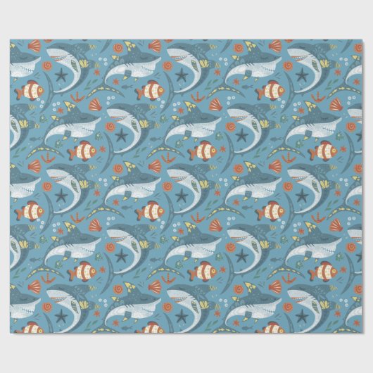 Baby Shark Wrapping Paper Roll Geschenkpapier (Flach)