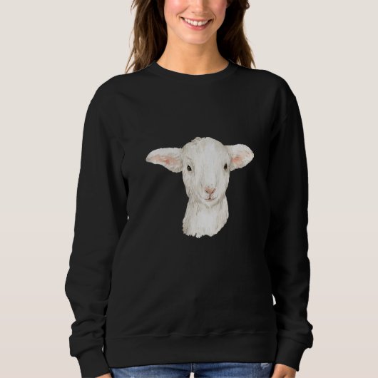 Baby Sheep Agriculture Motif Watercolour Lamb Sweatshirt (Vorderseite)