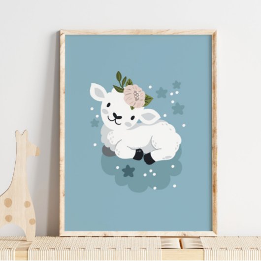 Baby Sheep Animal Name Poster | Sheep Wall Art