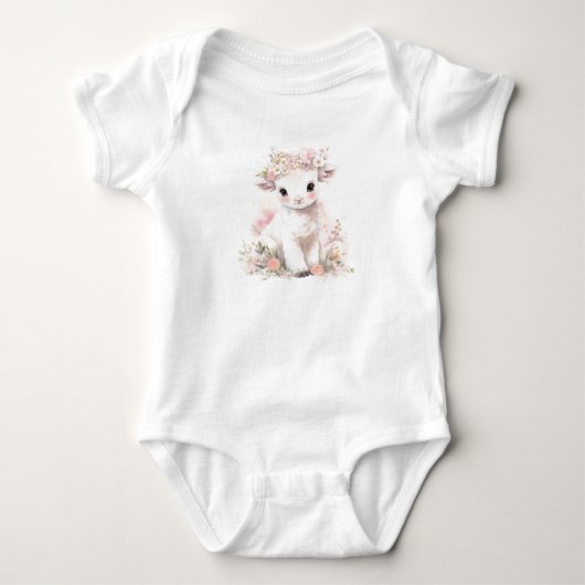 Baby Sheep Lamm mit Blume Strampler (Vorderseite)