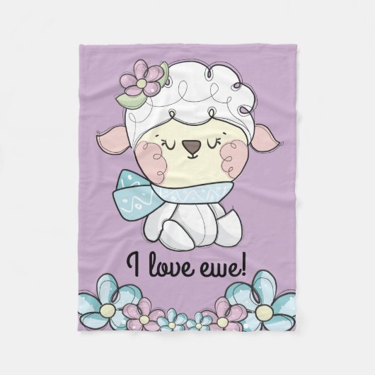 Baby Sheep Liebe Ewe You Kids Fleecedecke (Vorderseite)