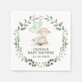 Baby Sheep Little Lamb Greenerity Wreath Baby Show Serviette (Vorderseite)