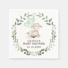 Baby Sheep Little Lamb Greenerity Wreath Baby Show Serviette