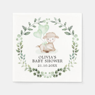 Baby Sheep Little Lamb Greenerity Wreath Baby Show Serviette