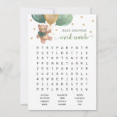 Baby Shooter Word Search Game Teddy Bear Blue Card Einladung (Vorderseite)