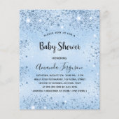 Baby Showblue Boy Glitzern - Budget-Einladung Flyer (Vorne)