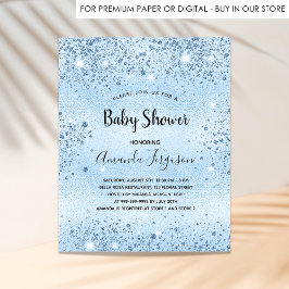 Baby Showblue Boy Glitzern - Budget-Einladung Flyer