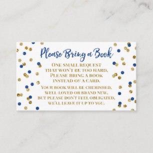 Baby Showbook Anfrage Navy Blue Gold Confetti Begleitkarte