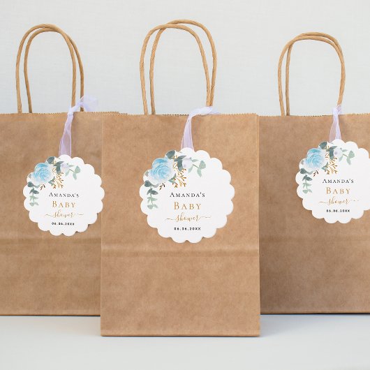 Baby Showboy Blue Blumeneucalyptus vielen Dank Geschenkanhänger