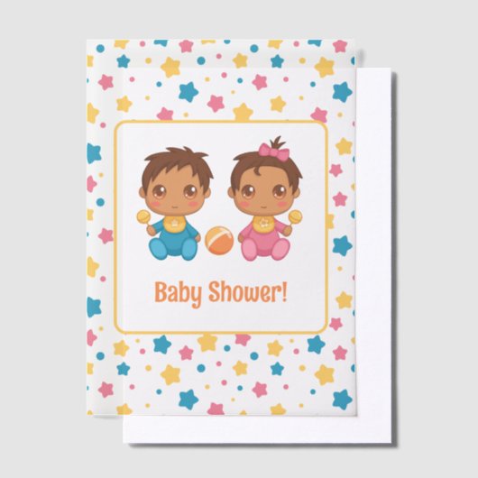 Baby Showboy Girl Twins Stars Dunkle Beilage Pergament Einladungen (Versetzt)