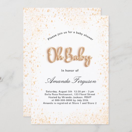 Baby Showboy Glitzer Einladung (Vorne/Hinten)