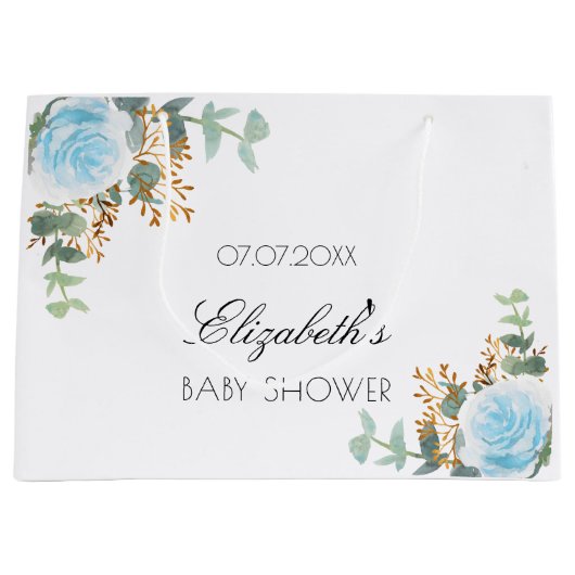 Baby Showboy hellblauer Eukalyptus Große Geschenktüte (Vorderseite)