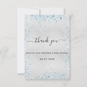 Baby Showboy Silberblauer Glitzer Dankeskarte (Vorderseite)