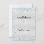 Baby Showboy Silberblauer Glitzer Dankeskarte (Rückseite)