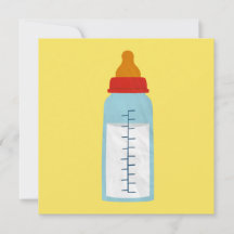 Baby Showeinladung - Babyflasche auf Gelb