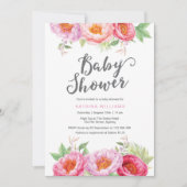 Baby Showeinladung | Blume der Peony Water Colors Einladung (Vorderseite)