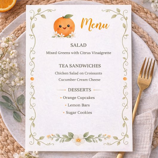 Baby Shower A Little Cutie  Menükarte