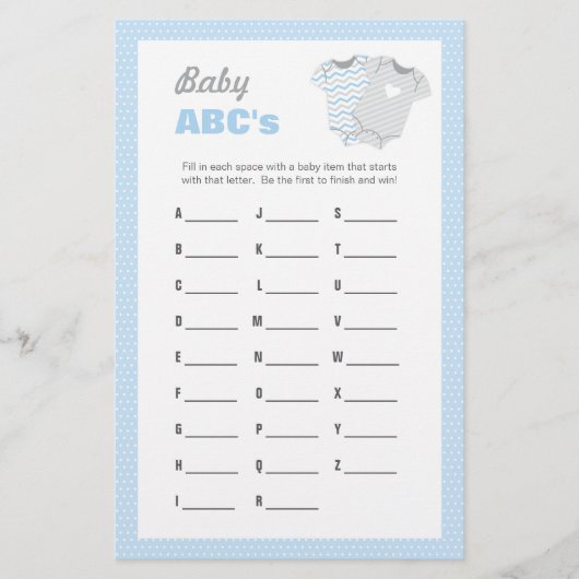 Baby Shower ABCs Game - Blue Briefpapier (Vorderseite)