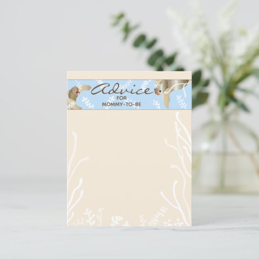 Baby Shower Advice Card "Blue Turtle" (Stehend Vorderseite)