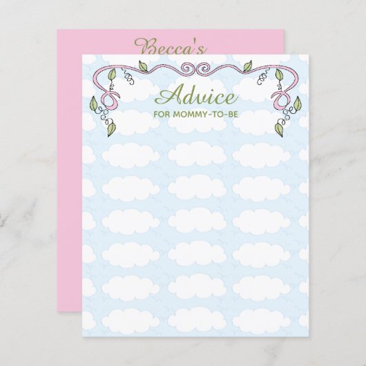 Baby Shower Advice Card "Castle in the Sky/Pink" (Vorne/Hinten)
