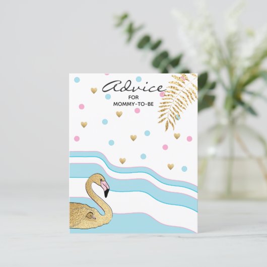 Baby Shower Advice Card "Flamingo Mommy & Baby" (Stehend Vorderseite)