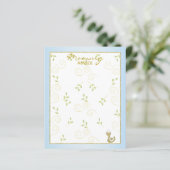 Baby Shower Advice Card "Gold Blue Birds" (Stehend Vorderseite)