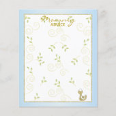 Baby Shower Advice Card "Gold Blue Birds" (Vorderseite)