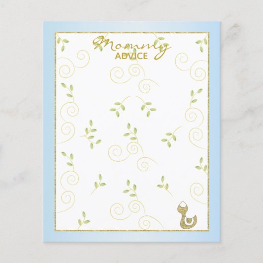 Baby Shower Advice Card "Gold Blue Birds" (Vorderseite)