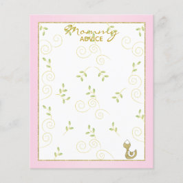 Baby Shower Advice Card "Gold Pink Birds"