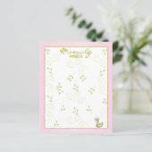 Baby Shower Advice Card "Gold Pink Birds" (Stehend Vorderseite)