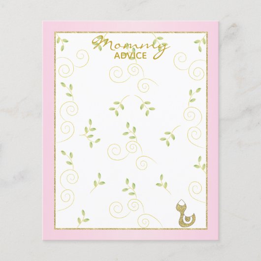 Baby Shower Advice Card "Gold Pink Birds" (Vorderseite)