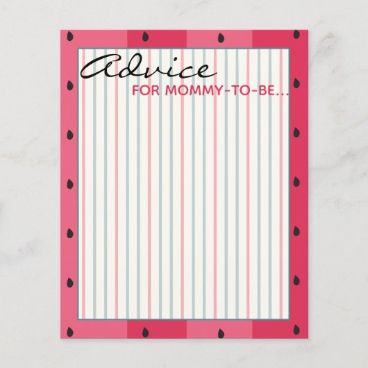 Baby Shower Advice Card "Umbrella Watermelon" (Vorderseite)