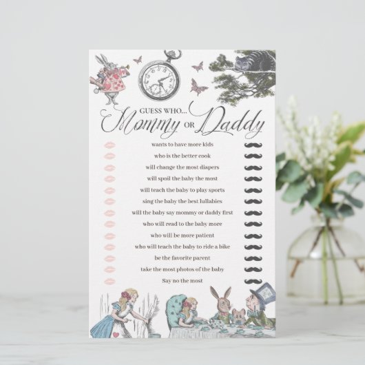 Baby Shower Alice im Wunderland Spaß raten, wer sp (Stehend Vorderseite)