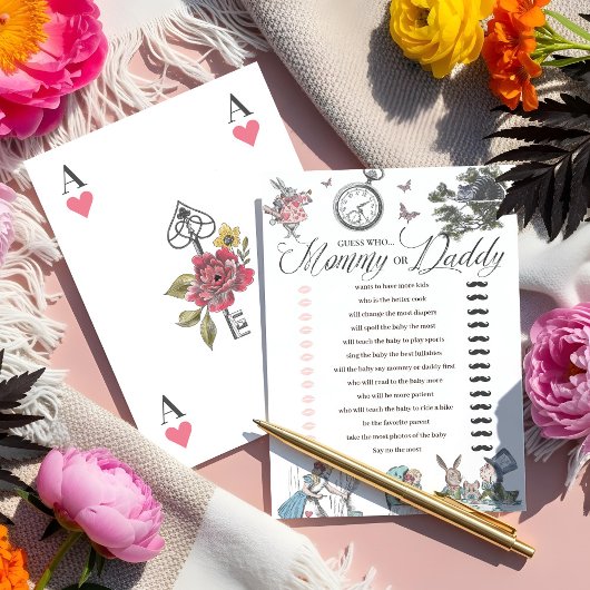 Baby Shower Alice im Wunderland Spaß raten, wer sp Einladung