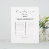 Baby Shower Alphabet Game Briefbogen (Stehend Vorderseite)