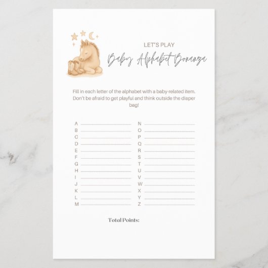 Baby Shower Alphabet Game  Flyer (Vorne)