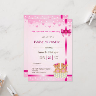 baby shower announcement for TWIN Girls Einladung