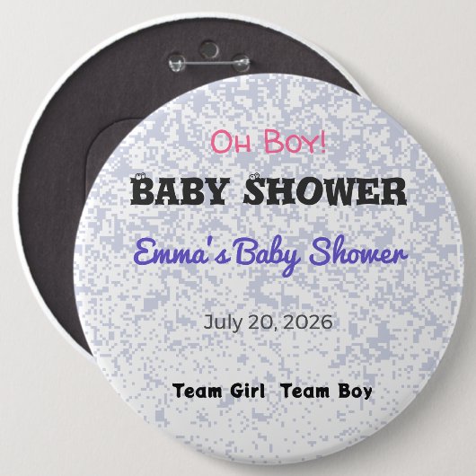 Baby Shower Anstecker | Team Mädchen | Team Junge  Button (Vorne & Hinten)