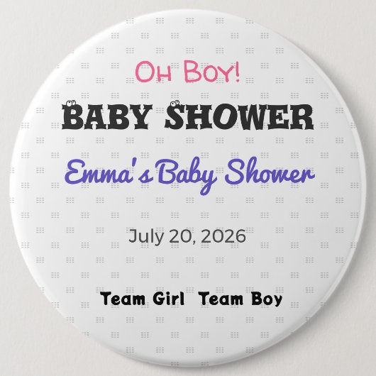 Baby Shower Anstecknadel | Team Mädchen | Team Jun (Vorderseite)