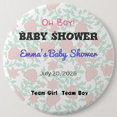 Baby Shower Anstecknadel | Team Mädchen | Team Jun (Vorderseite)