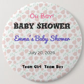 Baby Shower Anstecknadel | Team Mädchen | Team Jun (Vorderseite)