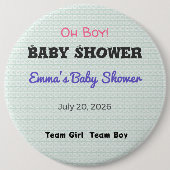 Baby Shower Anstecknadel | Team Mädchen | Team Jun (Vorderseite)