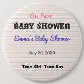 Baby Shower Anstecknadel | Team Mädchen | Team Jun (Vorderseite)
