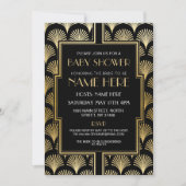 Baby Shower Art Deco 1920er Black & Gold Gatsby Einladung (Vorderseite)