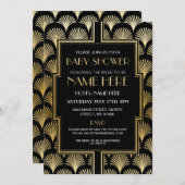 Baby Shower Art Deco 1920er Black & Gold Gatsby Einladung (Vorne/Hinten)