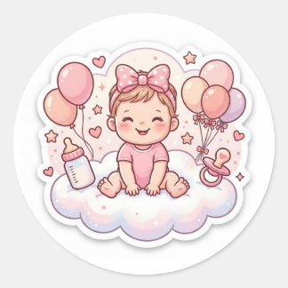 Baby-Shower-Aufkleber für Mädchen Runder Aufkleber